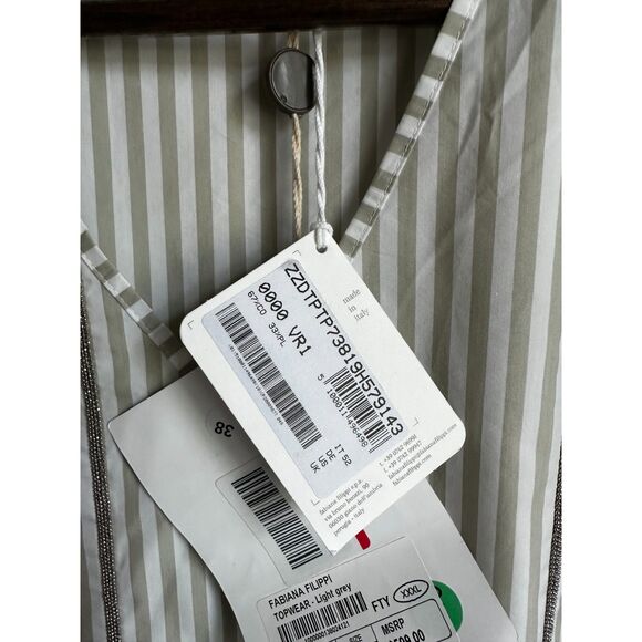 NWT FABIANA FILIPPI Women's White Striped Embellished Sleeveless Tunic Size 3XL - Picture 9 of 10